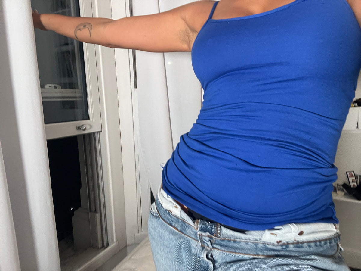 blue spaghetti strap vest