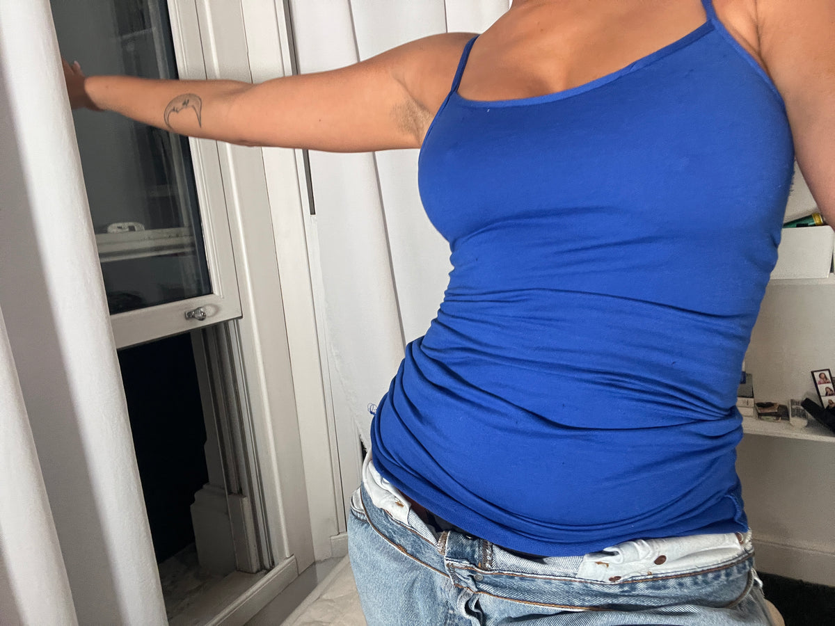 blue spaghetti strap vest