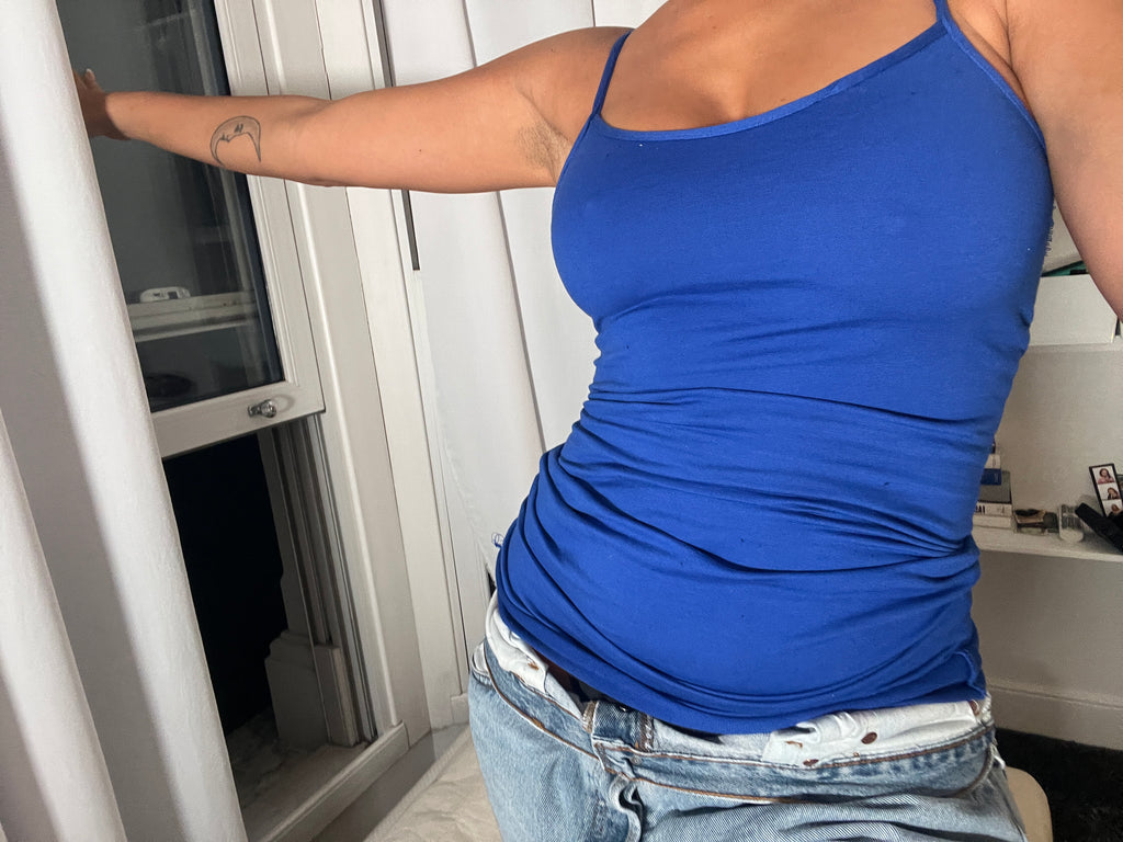 blue spaghetti strap vest