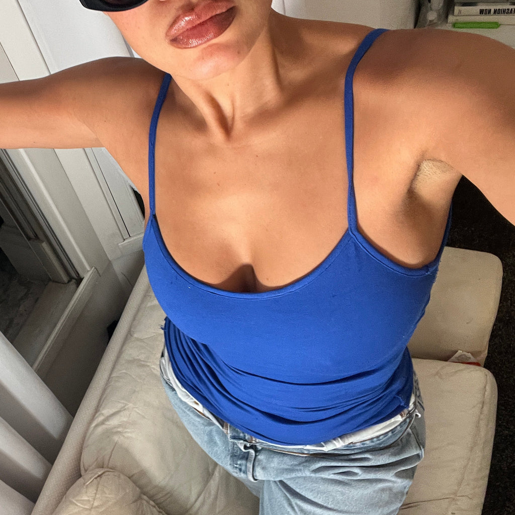 blue spaghetti strap vest