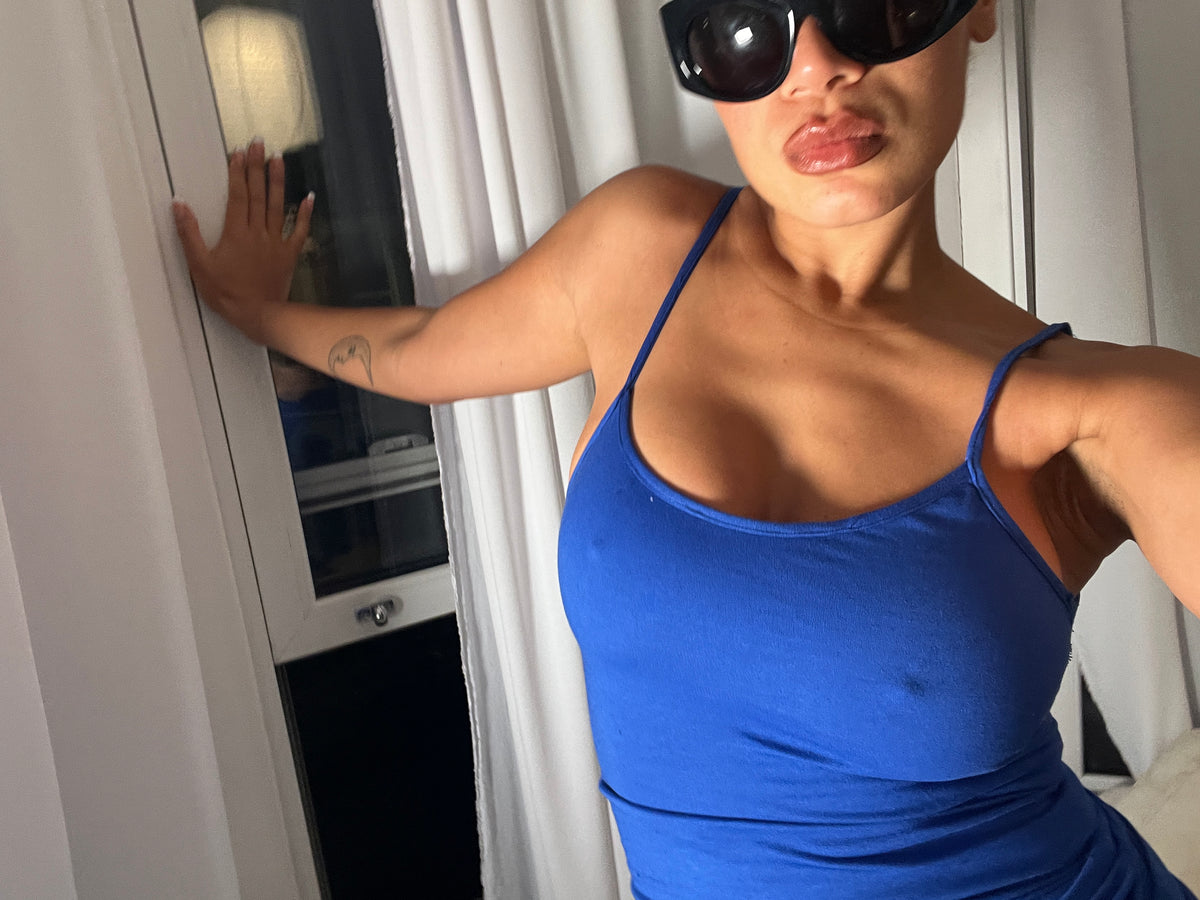 blue spaghetti strap vest