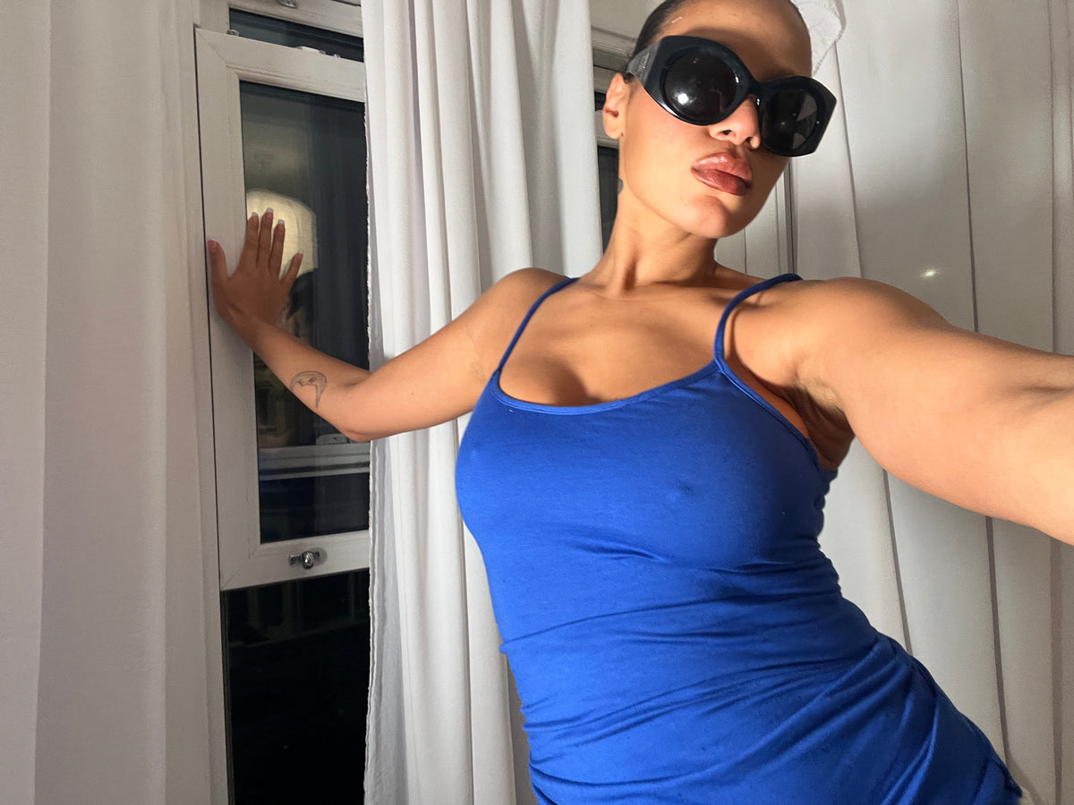 blue spaghetti strap vest