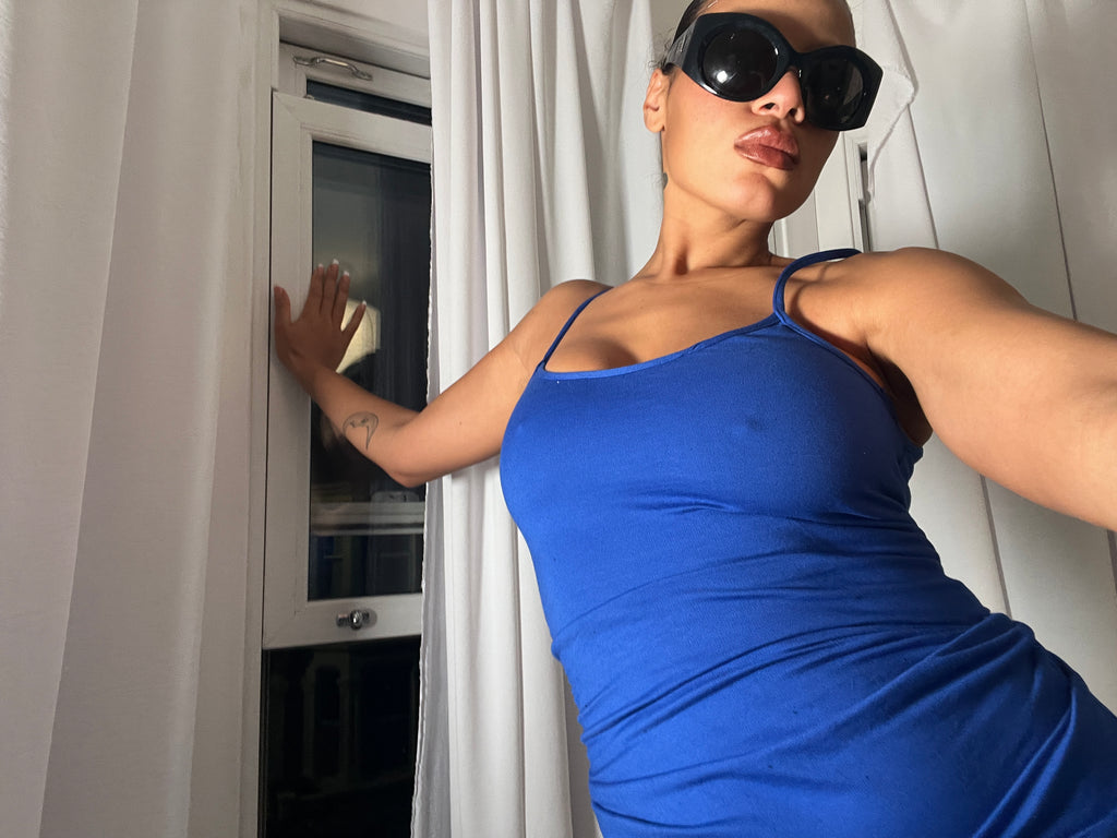 blue spaghetti strap vest