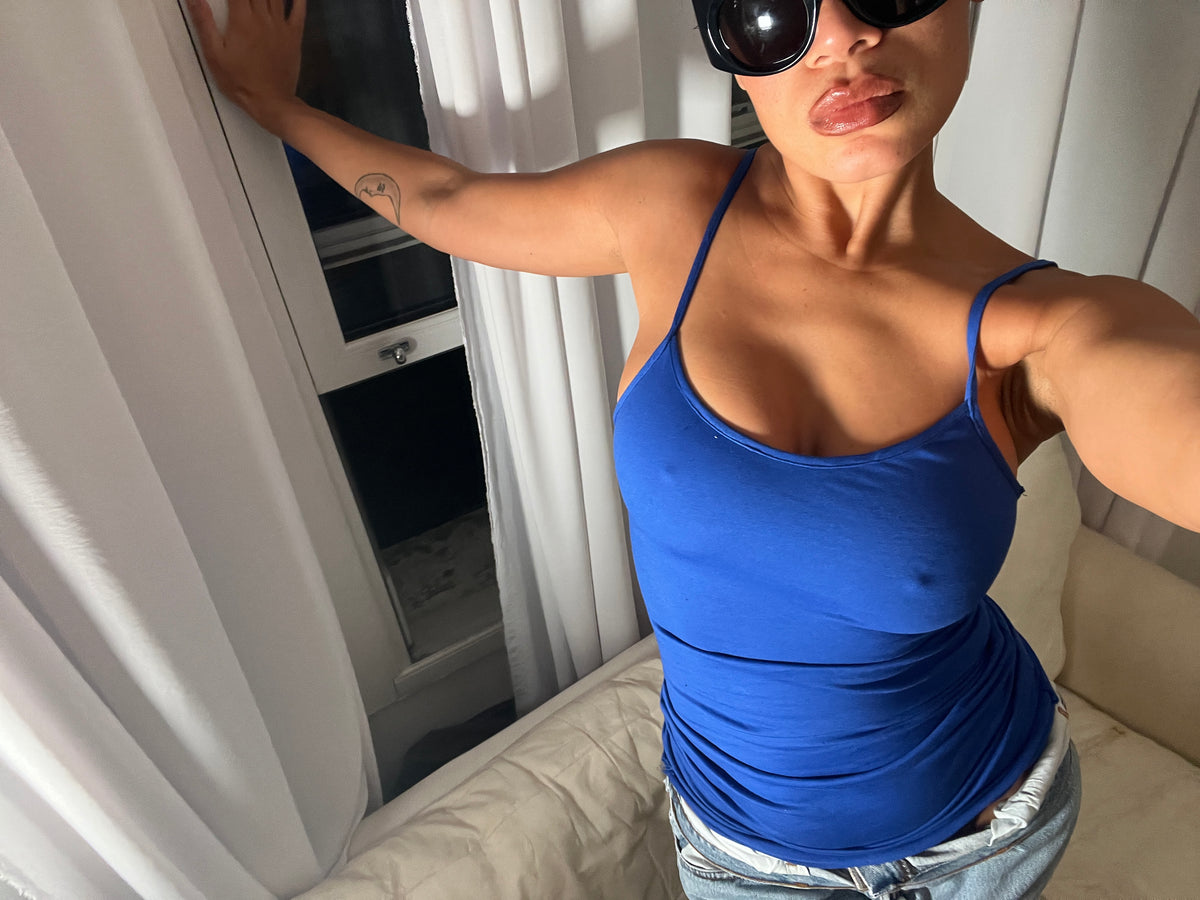 blue spaghetti strap vest
