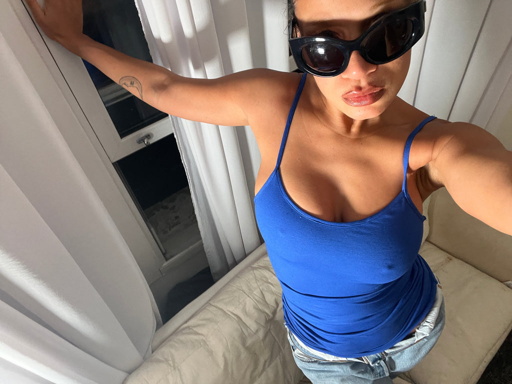 blue spaghetti strap vest