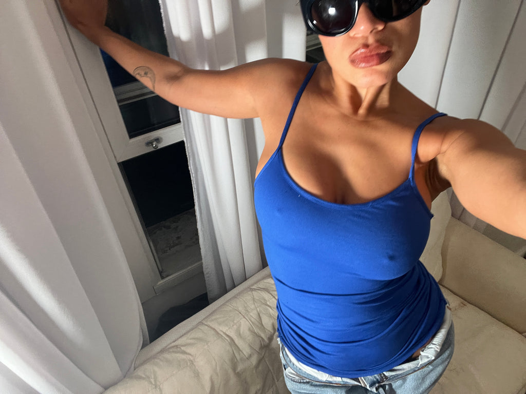 blue spaghetti strap vest