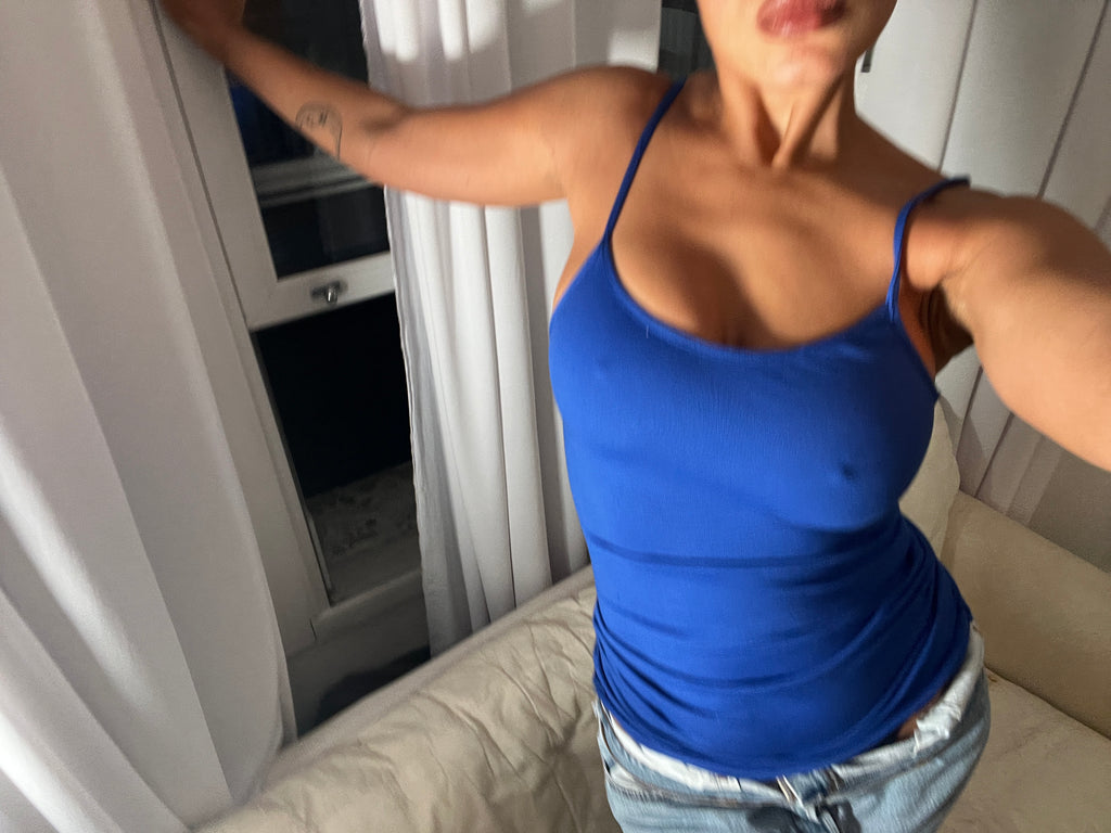 blue spaghetti strap vest
