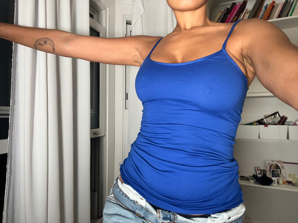 blue spaghetti strap vest
