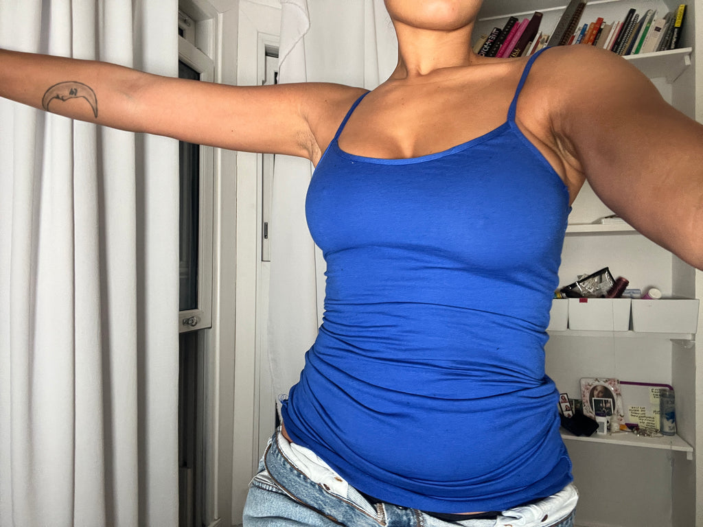 blue spaghetti strap vest