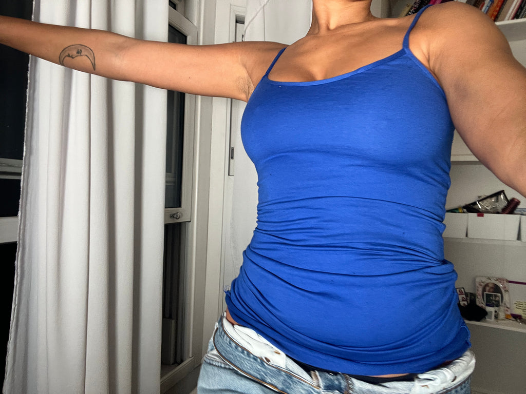 blue spaghetti strap vest