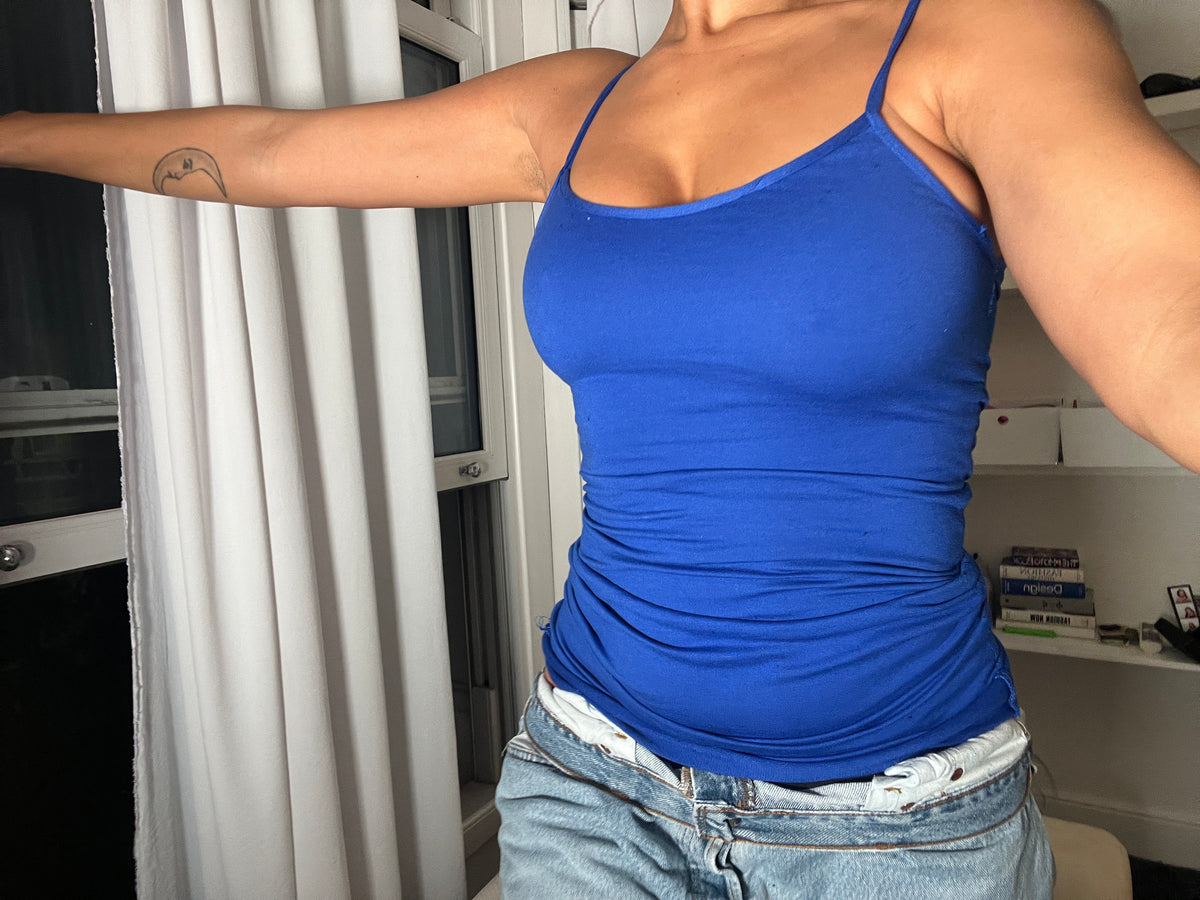 blue spaghetti strap vest