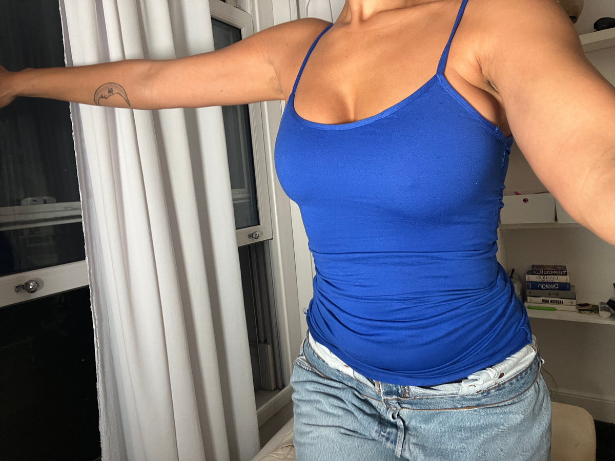 blue spaghetti strap vest