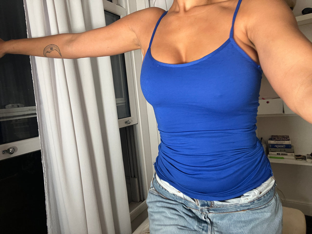 blue spaghetti strap vest