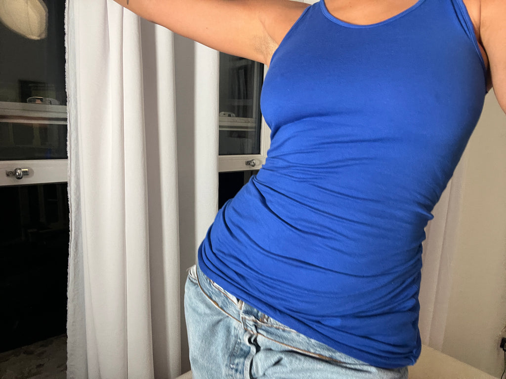 blue racer back vest